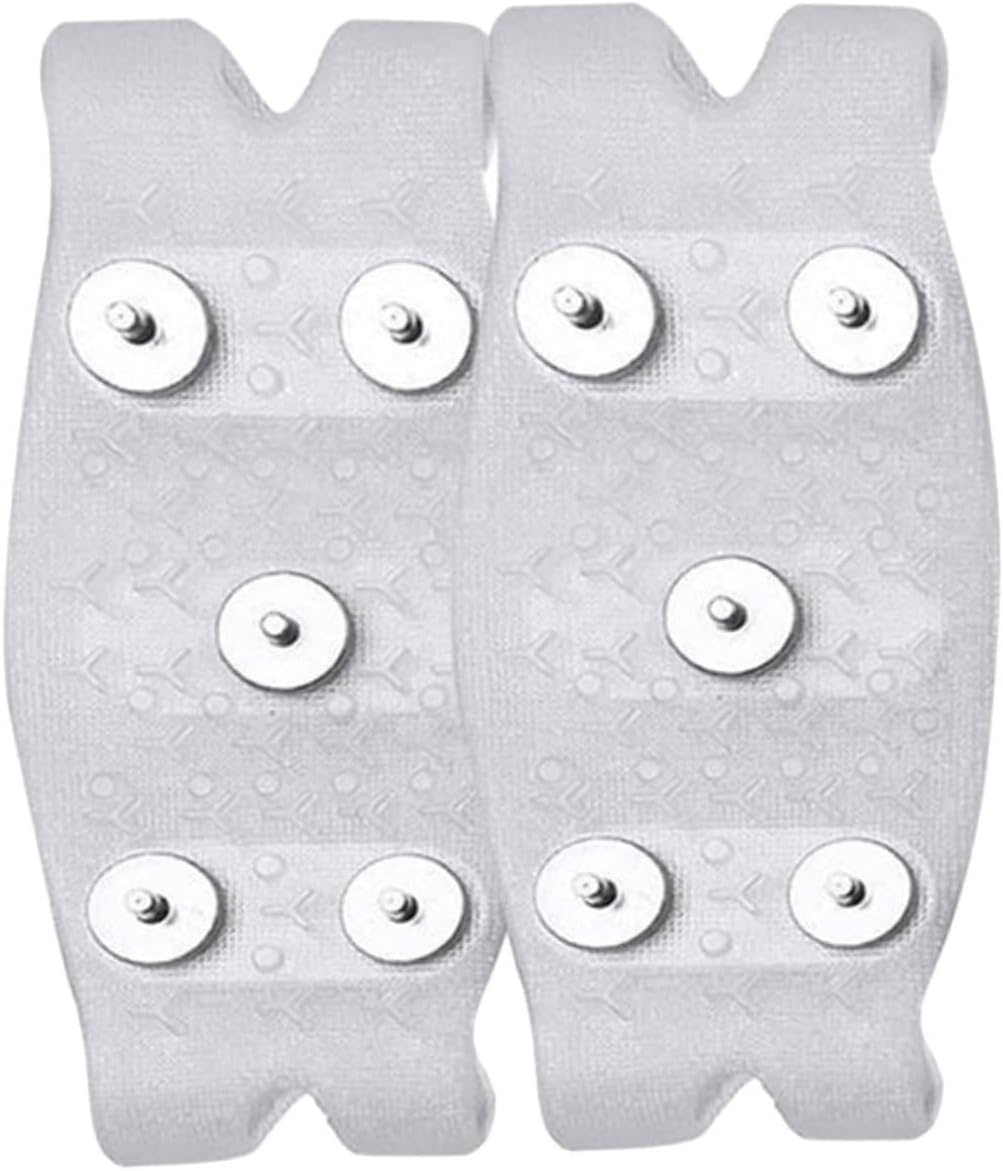 Non-Slip Shoes Crampons with 5-Spike Ice Grippers, White Slip-on Snow Shoe Covers for Men and Women, Anti-Slip Traction Cleats for Outdoor Hiking and Winter Walking, Fits US Size
