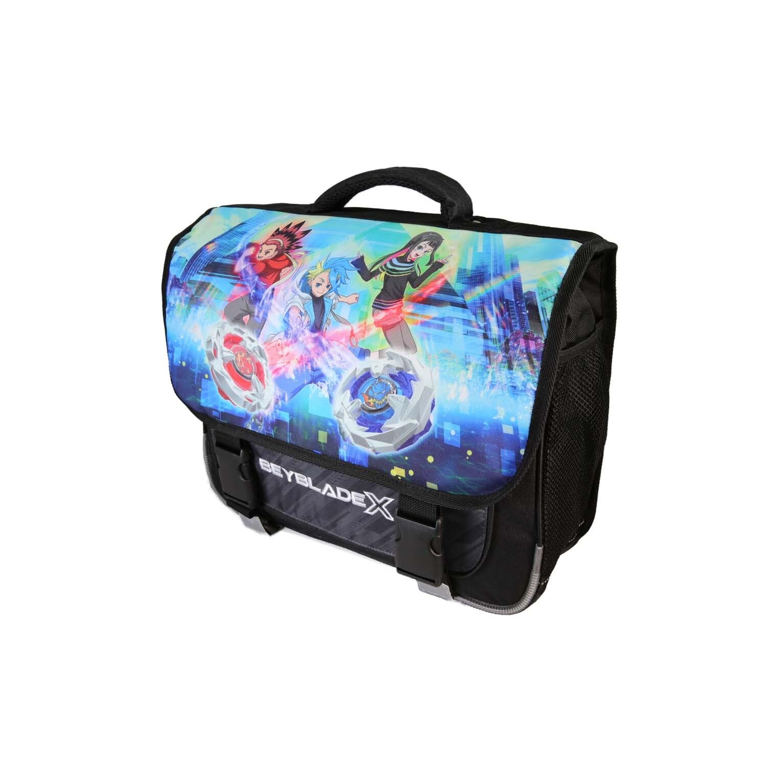 Beyblade X - Cartable Scolaire 38 cm - Garçon - Noir/Bleu - 2 Compartiments