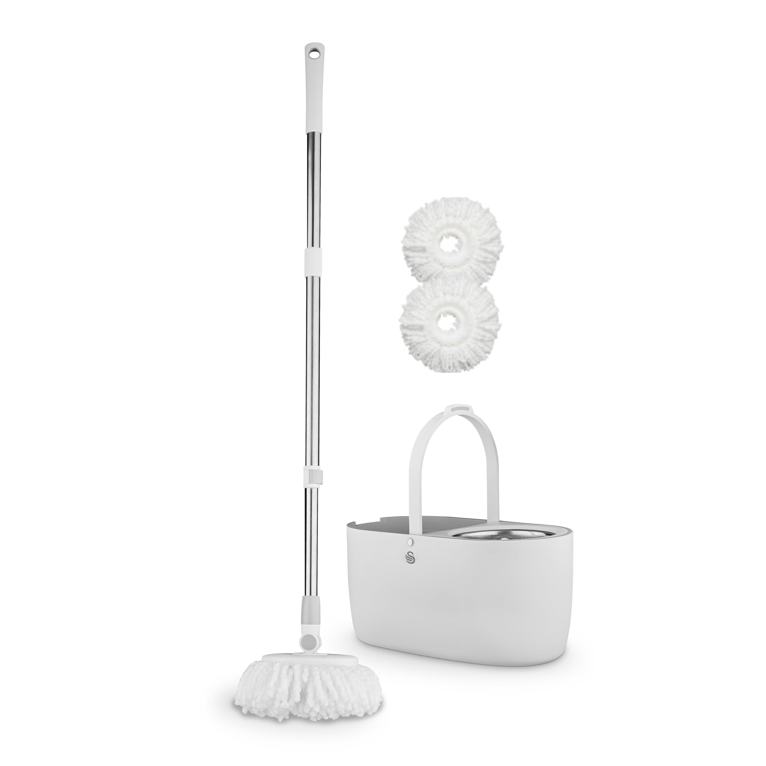 Swan Spin Mop and Bucket Set - White - Microfibre
