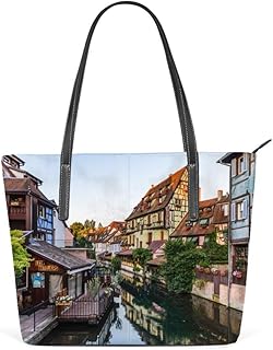 Bolsa de ombro de couro de poliuretano, linda bolsa carteiro Town Of Colmar para mulheres, senhoras e meninas