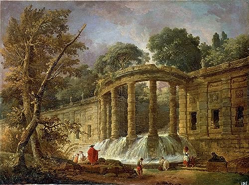 Tableaux Images sur Toile Pavillon à la Cascade par Hubert Robert déco murale 60x90