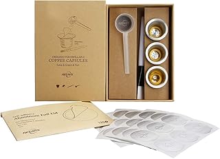 RECAPS Capsules rechargeables en acier inoxydable Capsules réutilisables compatibles avec les machines Nes Original Line mais PAS toutes (3 dosettes + 120 couvercles)