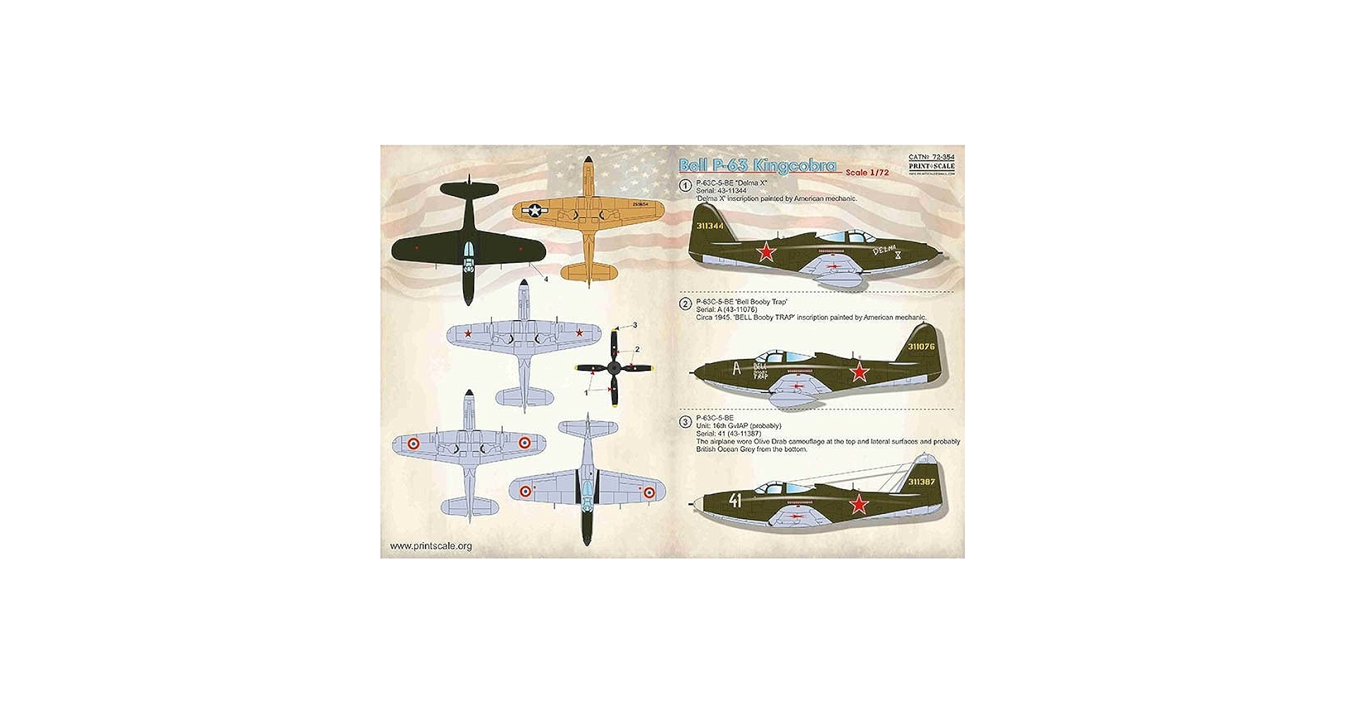 Amazon | プリントスケール 72-354 1/72 ベル P-63 キングコブラ