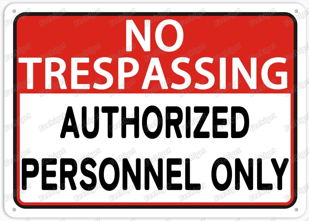 8"x12" Retro Aluminum Metal Tin Sign - No Trespassing Authorized Personnel Only | Vintage Style Funny Pool Wall Decor Art