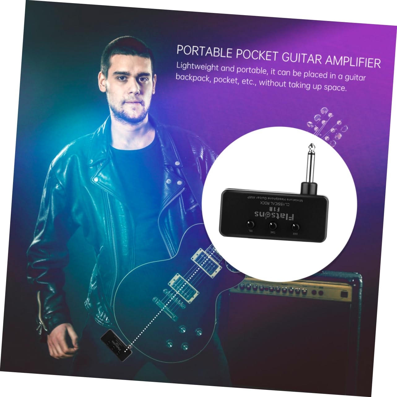ibasenice Miniatur-gitarrenverstärker Mit Kopfhörer Kompakter Tragbarer Bass-gitarrenverstärker Gitarren Ukulelen Plug-and-Play Aus Hochwertigem Aluminium Und Abs-Kunststoff