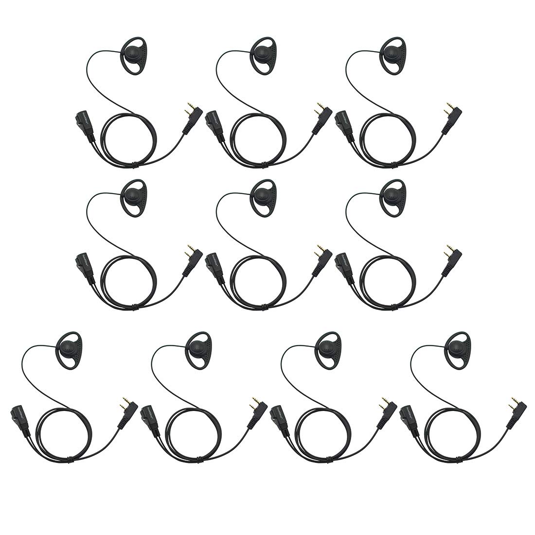 GoodQbuyD Shape Clip-Ear Headset Earpiece PTT with Mic for Retevis H-777 Kenwood PUXING Baofeng UV-5R BF-888S 666s 2 Way Radio 10 PCS