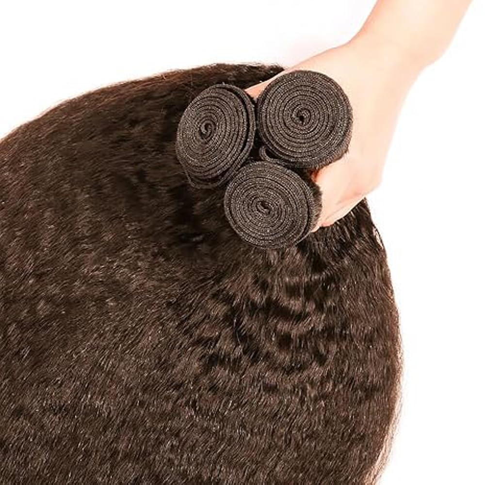Extensions Echthaar Tressen Human Hair Bundles Yaki Wave Human Hair Bundles for Sew #4 Chocolate Brown Color Weft Extensions Echthaar for Women Minimal Smell Low Tangle 20 22 24 Inch