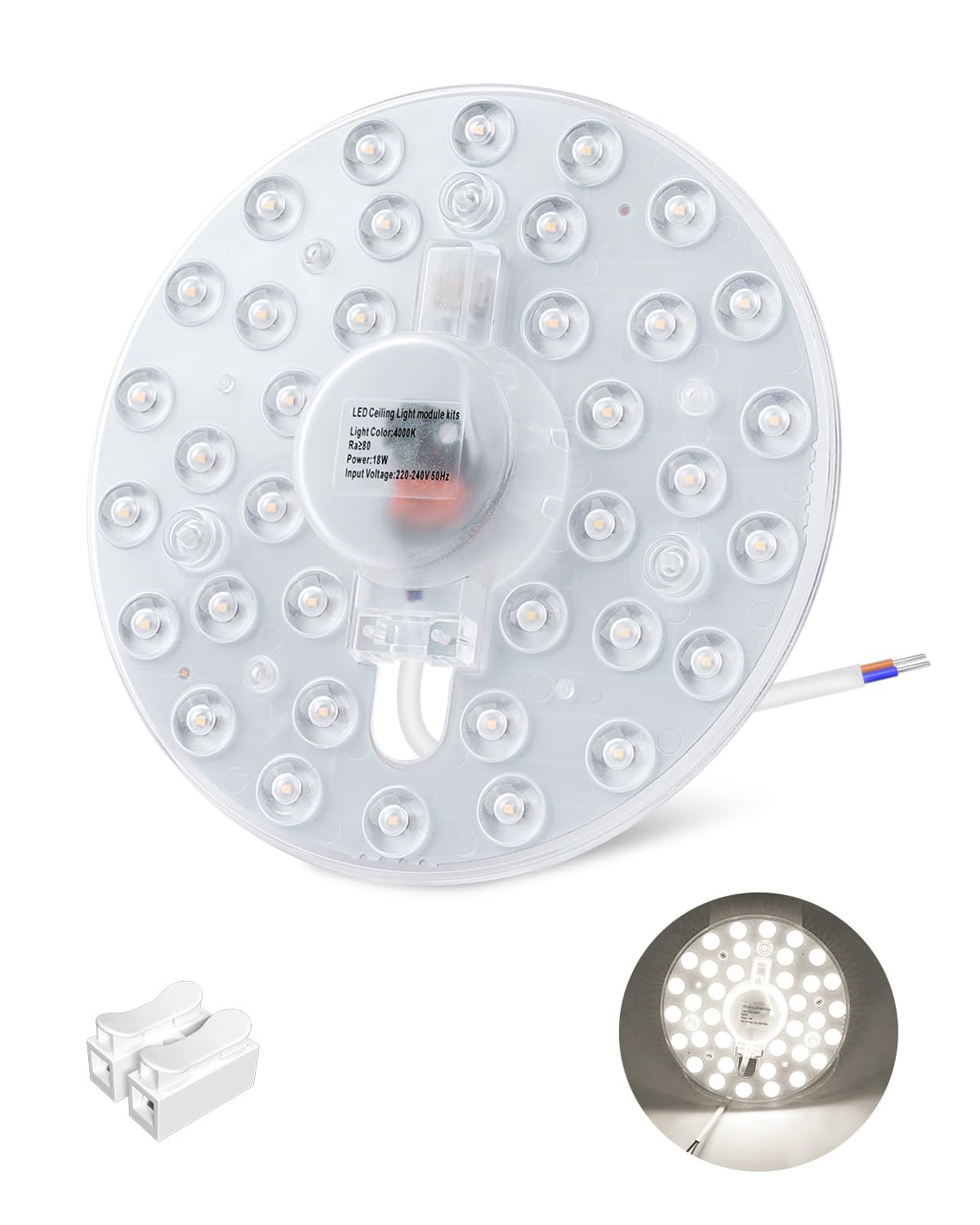 Bonlux 18w LED Module Round, Plaque De Conversion LED 220v Avec Aimant Fixe Natural White 4000k, Kit De Conversion De Module LED Pour Plafonnier Round Et Applique Murale (1 Pièce