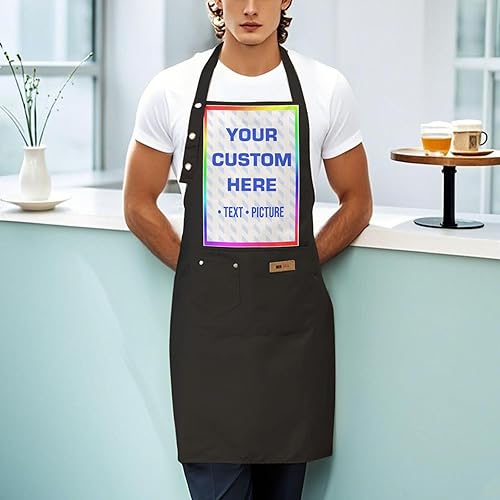 Miniatura 5 de Delantal personalizado para hombres y mujeres, personalizado con tu foto o texto, ideal para cocinar, asar a la parrilla, manualidades