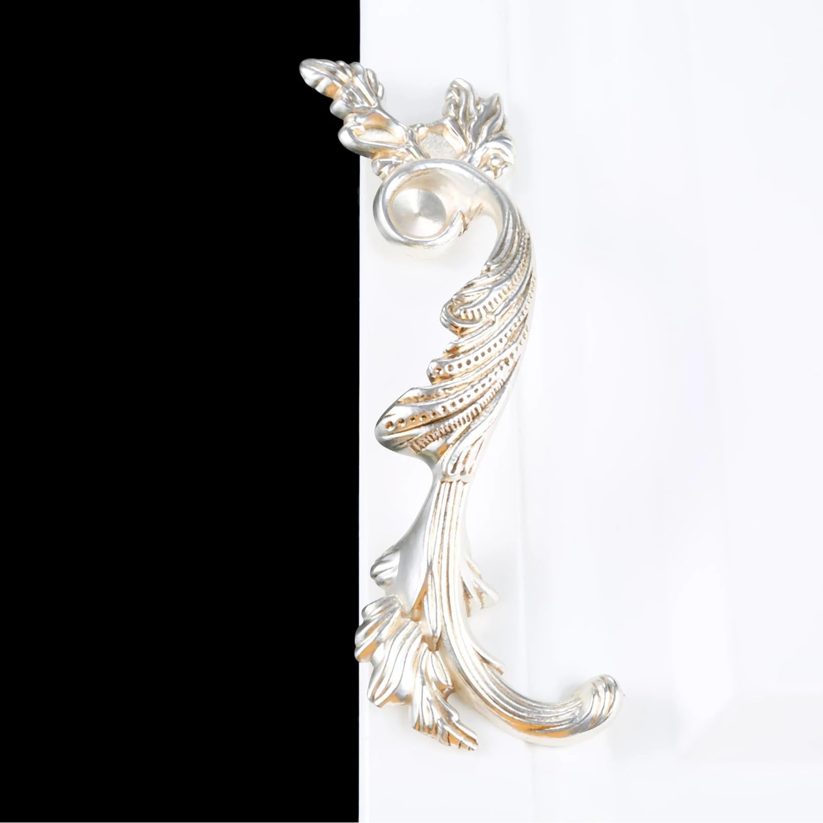 BIVOO 1pcs Antique Silver Gold Flowers Furniture Hardware Handles Pull Kitchen Cabinets Door Drawer Wardrobe Cupboard Pull Door Knobs(128MM Right)