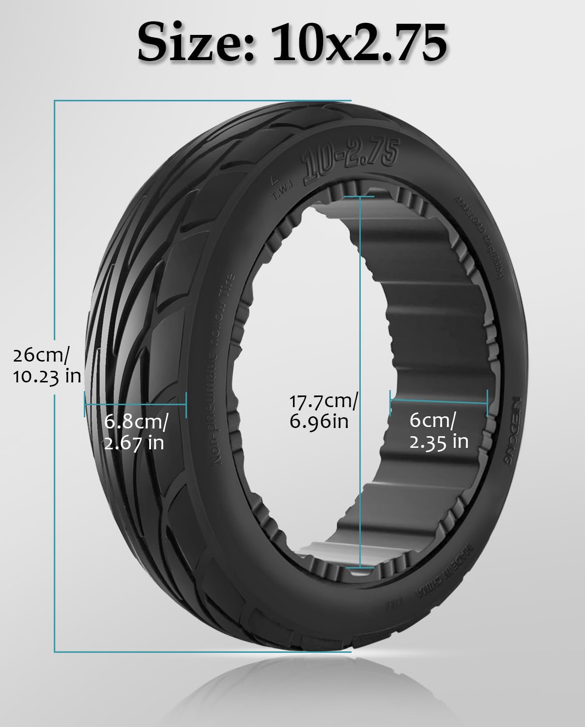 Felixstory 10-2.75 Quick Release Rear Tire Fit for Ninebot S MAX Self-balancing Scooter, Replacement for Ninebot Gokart Pro/Pro 2 Original Accessories, Gokart Bundle Rear Tire Kit
