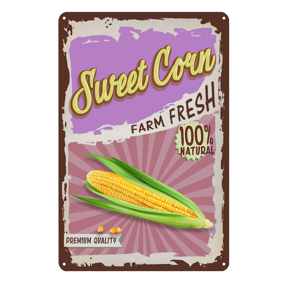 SMAZDFXX Vintage Vegetable Sweet Corn Tin Signs Kitchen Metal Signs Garden Wall Decor Farm Fresh Wall Signs 5.5"x8"