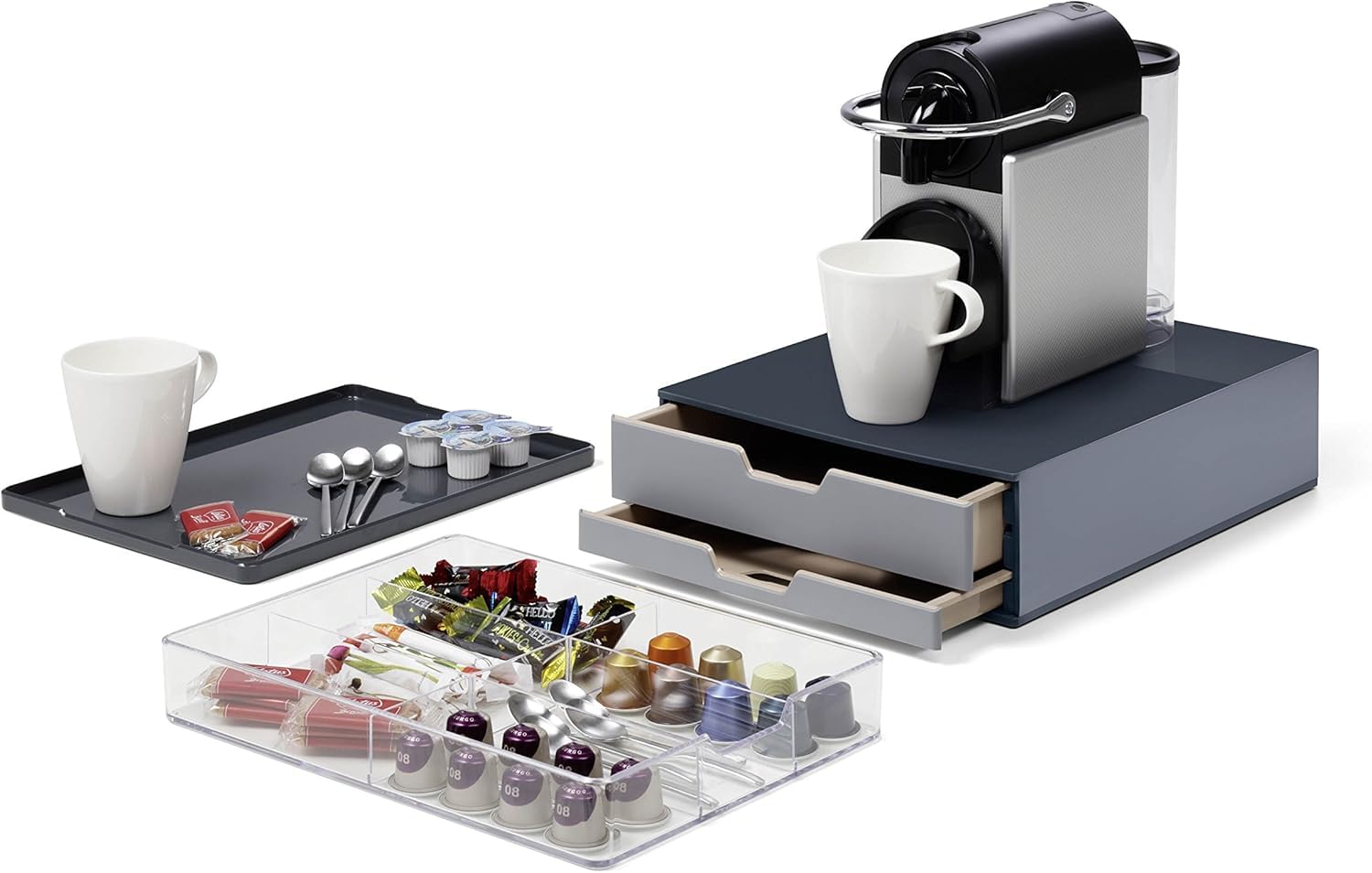 Durable 338358 Caja para café COFFEE POINT BOX S para organizar cápsulas de café, sobres de azúcar,cucharillas, servilletas, bolsas de té y mucho más, antracita