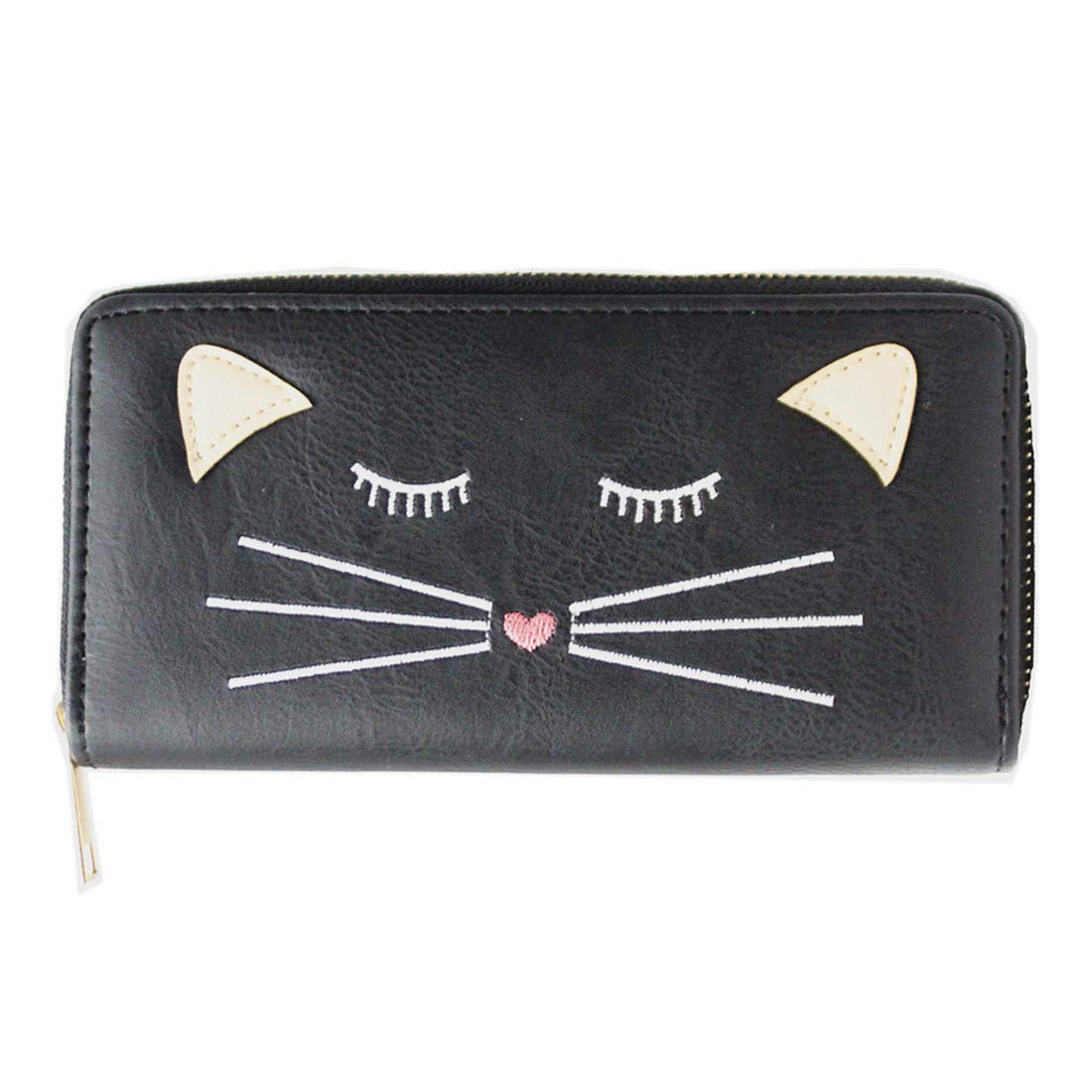 Timlee Cute Rainbow Unicorn Design Short Wallets (Black Cat)