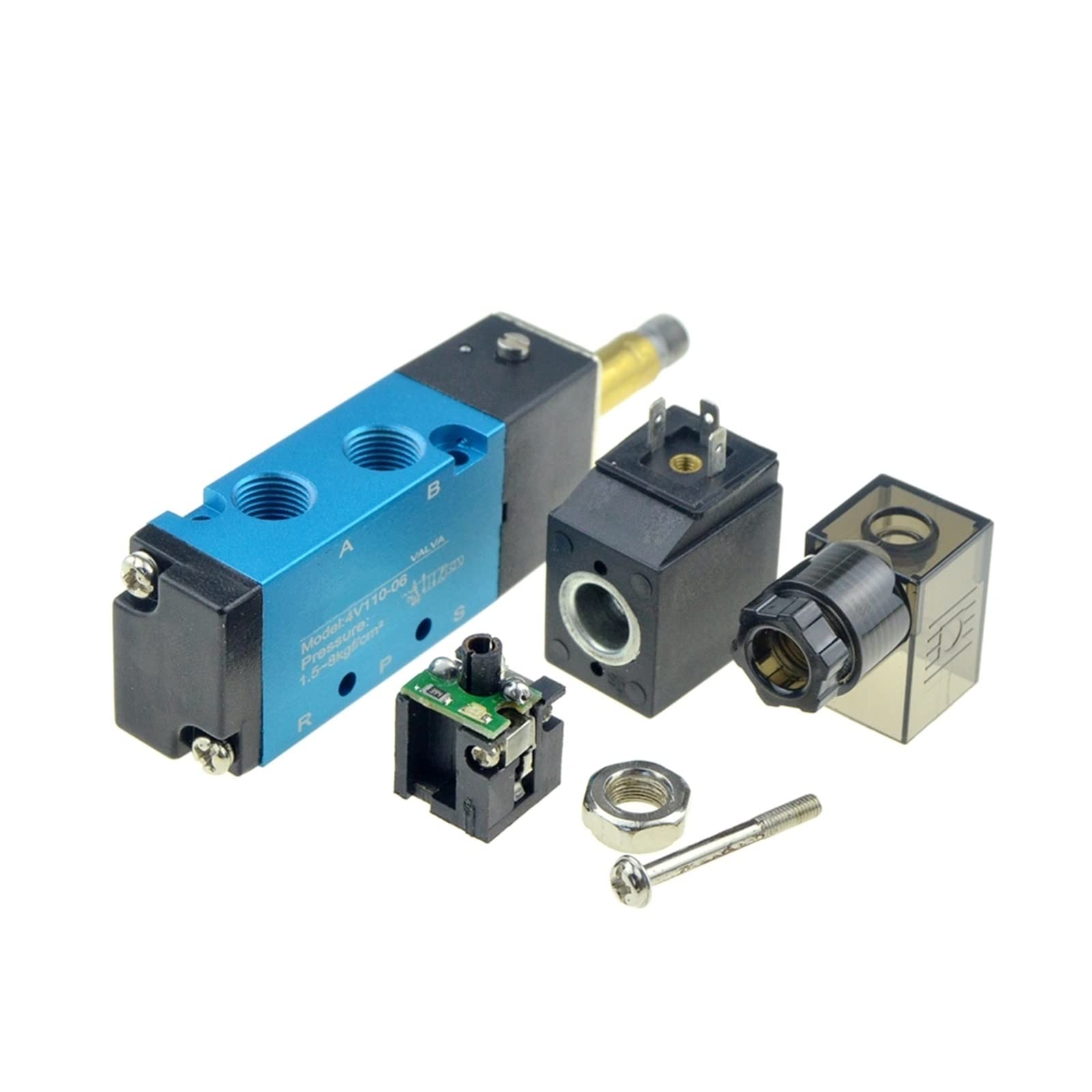 Zawór elektromagnetyczny powietrza, 5-drożny port, 2-pozycyjny, gazowy, pneumatyczny, elektryczny, magnetyczny, 12 V, 24 V, 220 V, cewka, wolt, 4 mm, 6 mm, 8 mm, wąż 4 V 110 V, 1 szt. (4 mm