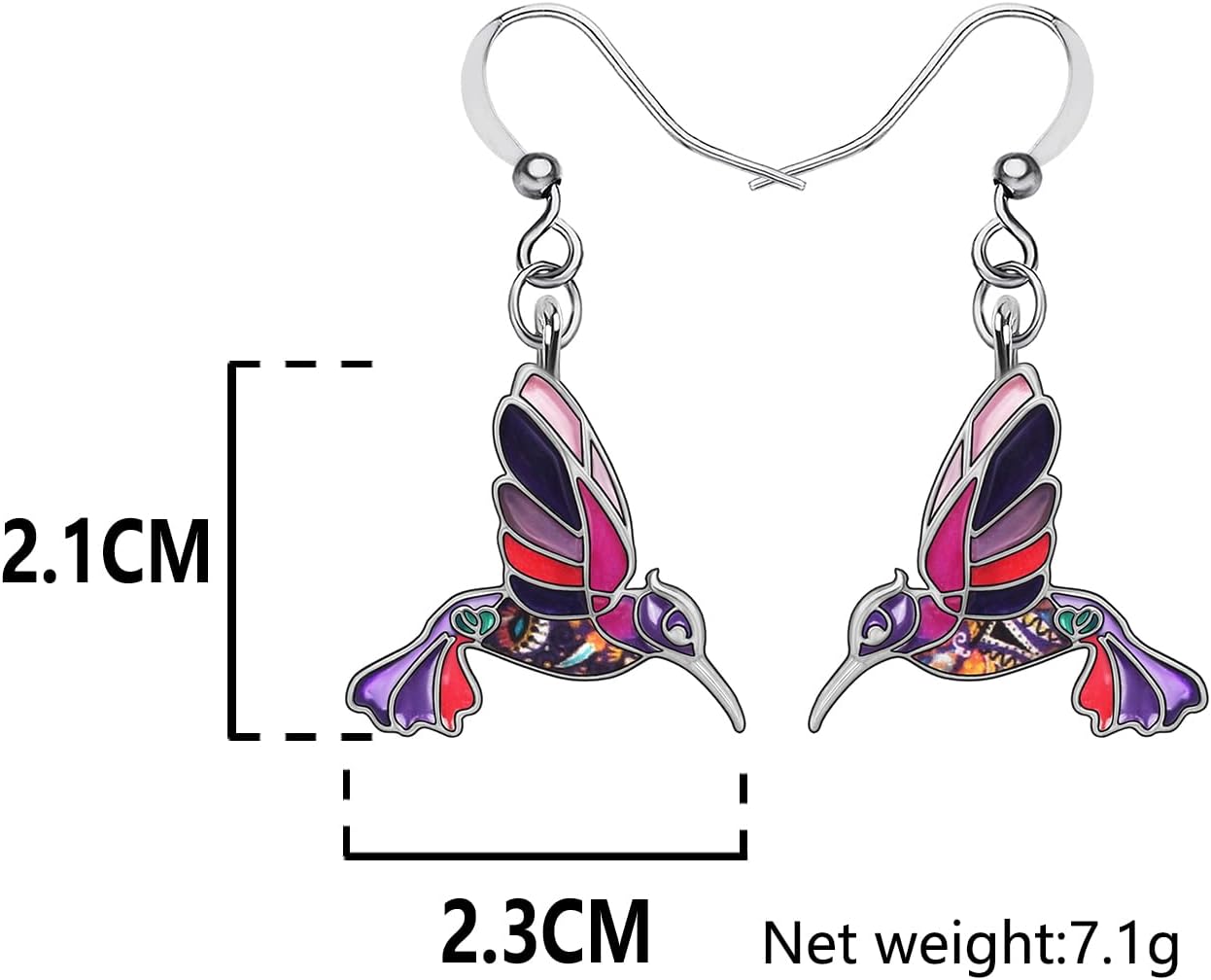BONSNY Cute Floral Enamel Dangle Hummingbird Earrings for Women Jewelry Gifts Novelty Funny Charms - Image 6