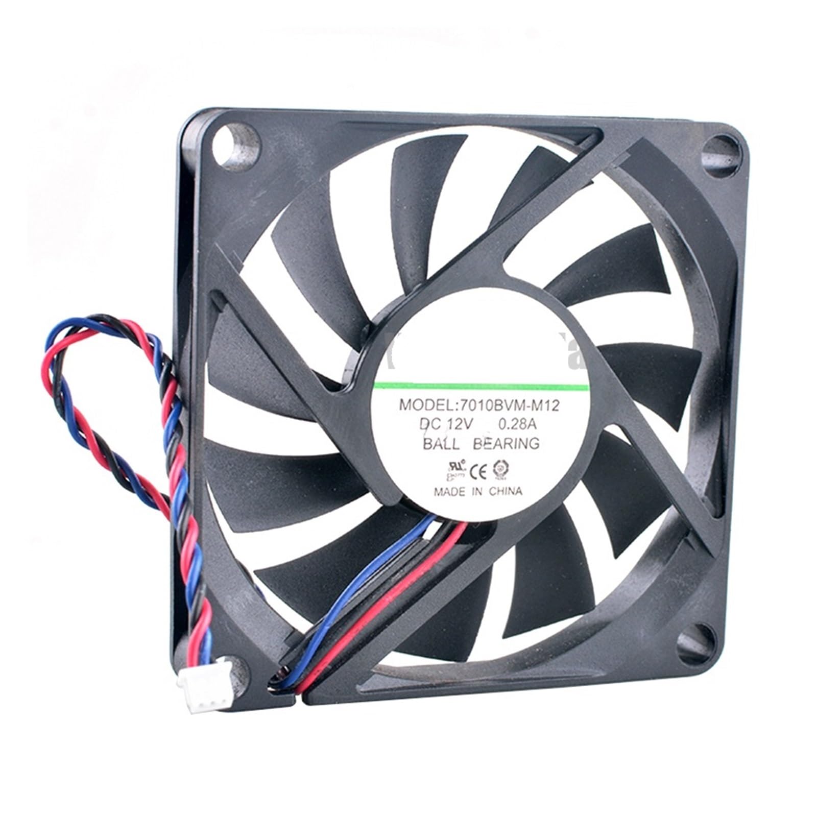 JJKKOZVQF 7010BVM-M12 7cm 70mm fan 70x70x10mm DC12V 0.28A 3pin Ball bearing cooling fan