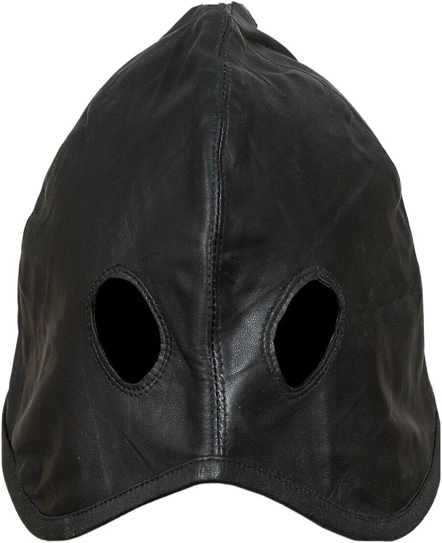 Genuine Leather Executioner Fetish Half Hood BDSM Bondage Mask (Large)