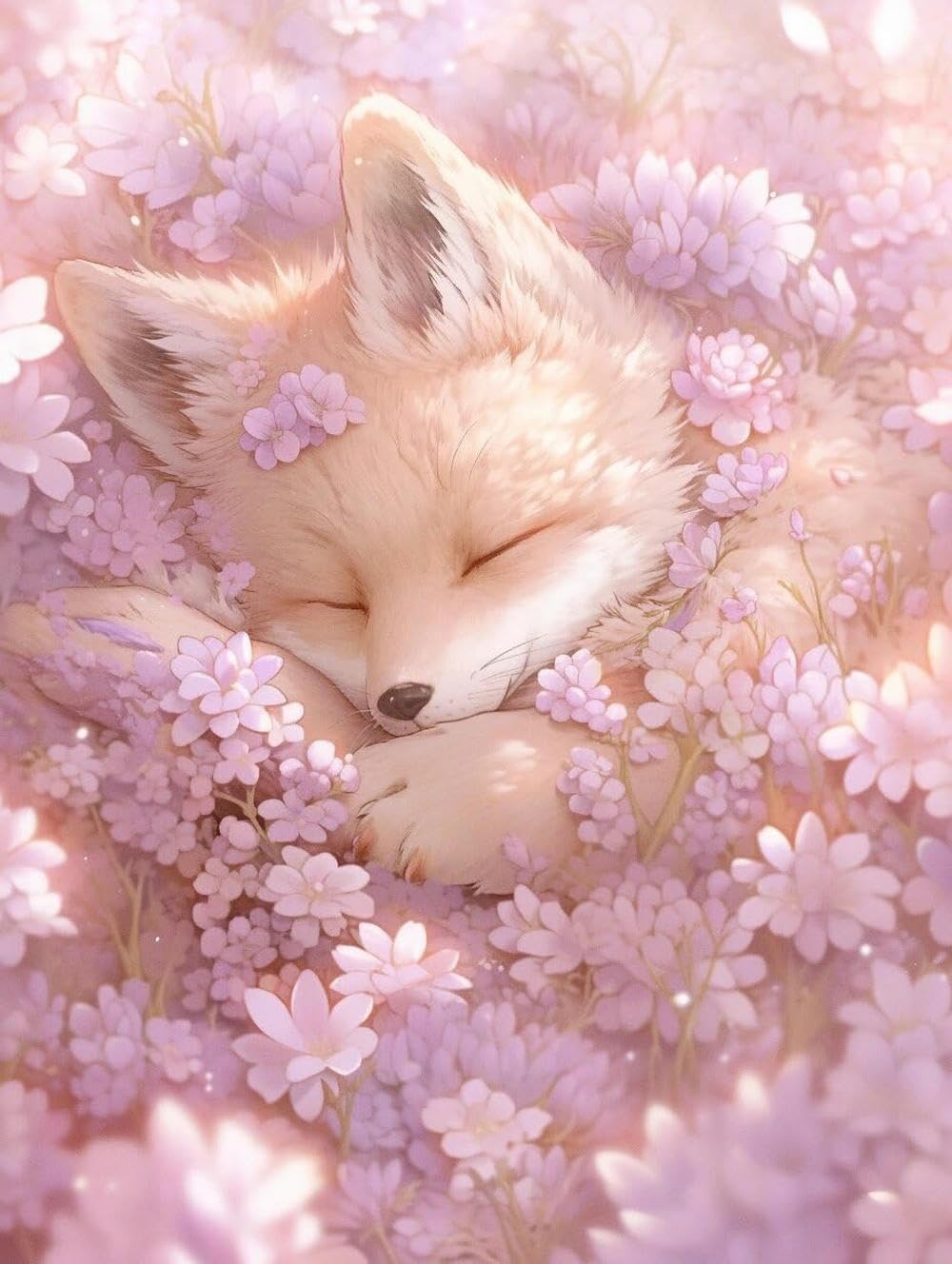 Kit de bordado para principiantes, kit de punto de cruz, juego de costura para manualidades, hilo de algodón, lona impresa, decoración del hogar, 11 quilates, zorro durmiendo en flores, impresión de