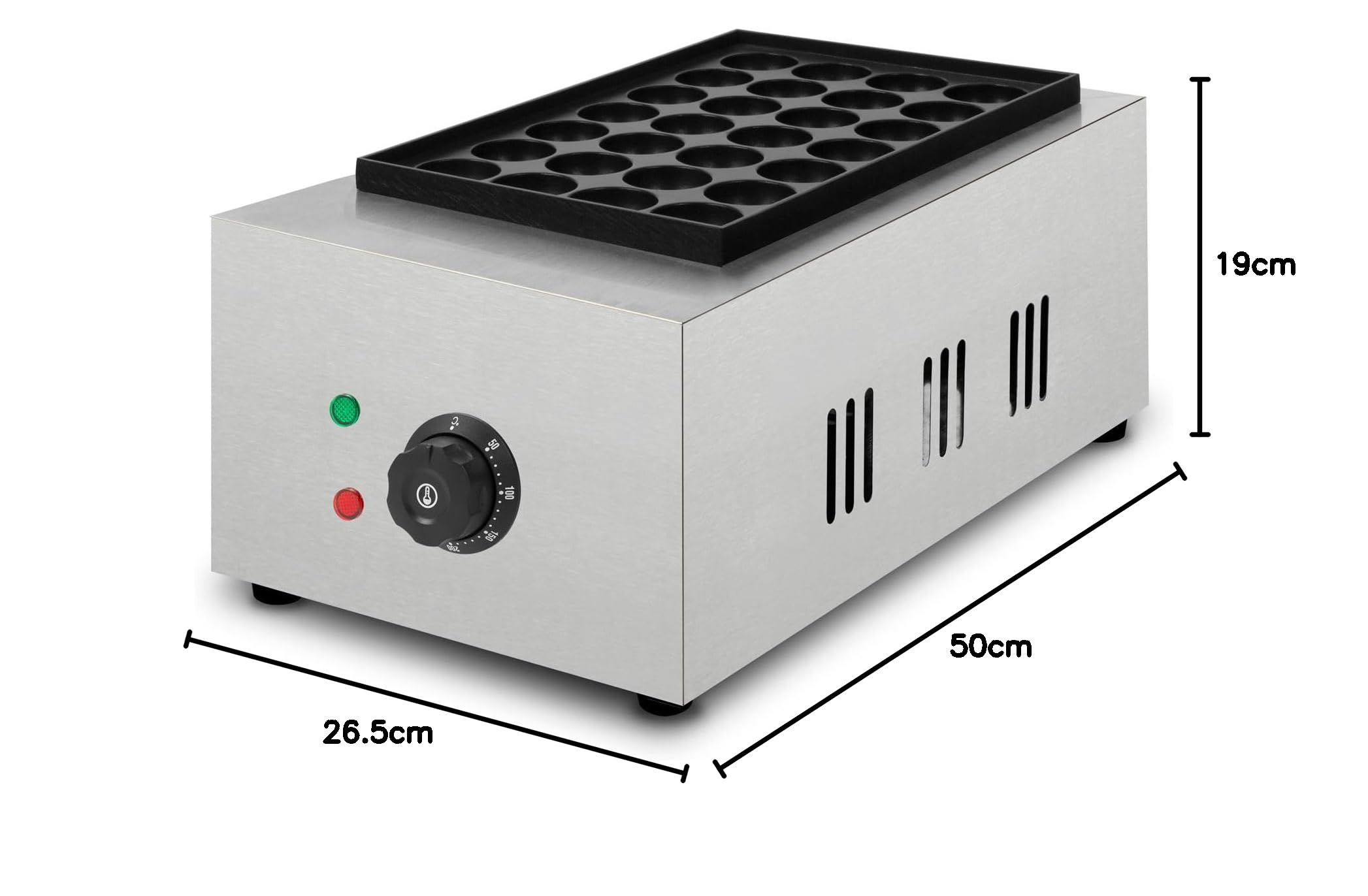 VERTES Takoyaki Maker 2000W Edelstahl Gehäuse Temperatur Stufenlos bis 300°C Gusseisen Grillplatte Antihaftbeschichtung 28 Vertiefungen