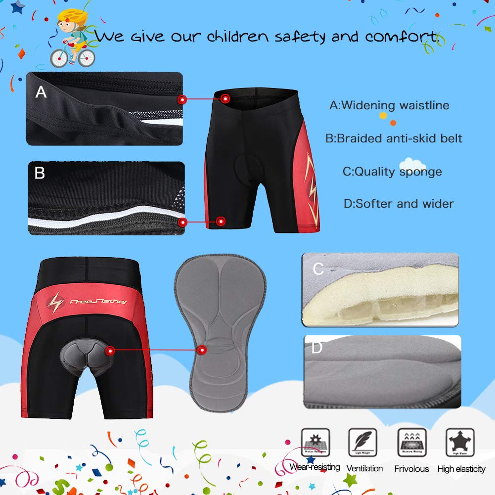 Maillot Ciclismo Niño con Bolsillo Trasero Almohadilla Pantalones Cortos Bicicleta Elásticos Transpirables+Camisa 2 Piezas Traje Jersey Secado Rápido para Edades 4-16 Años