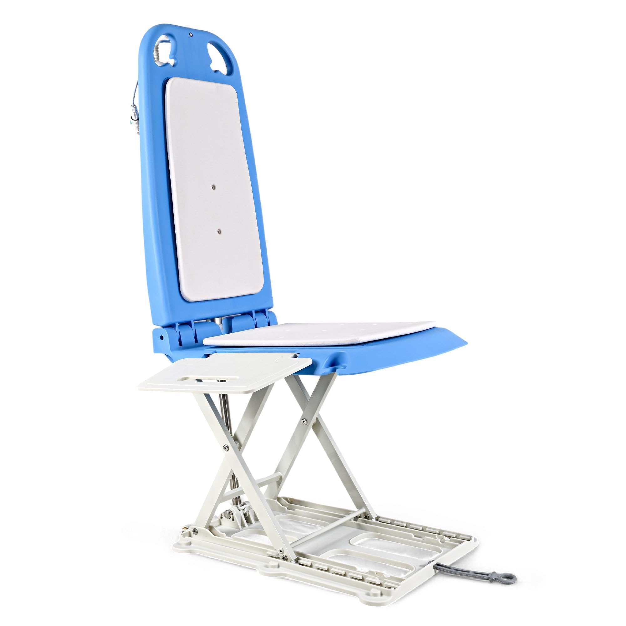 SuperHandy Tragbarer Boden- & Badelift – Leichtgewicht 8,6 kg, Klappbar, Tragfähigkeit 150 kg, IP68 wasserdichter Lift für Senioren, ergonomischer Sitz mit abnehmbaren Seitenteilen (Spa Blue)
