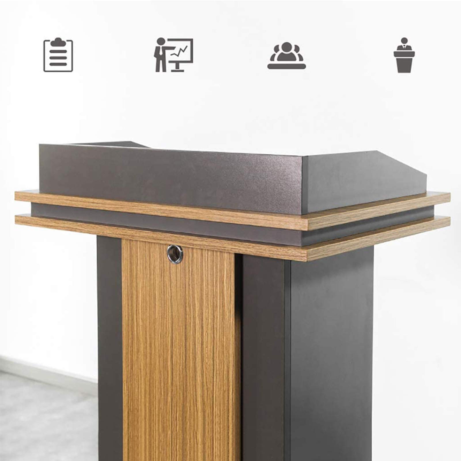 Podium Stand, Acryl Podium Lezing Tafel, Acryl Conferentie Preekstoel Podium School Kerk Kantoor Lessenaar Stand/Zwart / 60x40x110cm