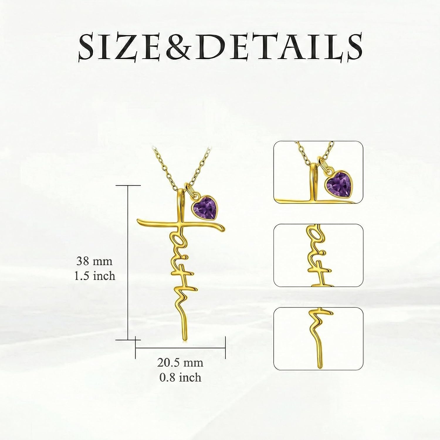 OJK Faith Necklace for Women 18K Gold Plated Cross Necklaces Garnet January Birthstone Jewelry Anniversary Birthday Gifts for Wife Mom Girlfriend First Communion Confirmation Gift