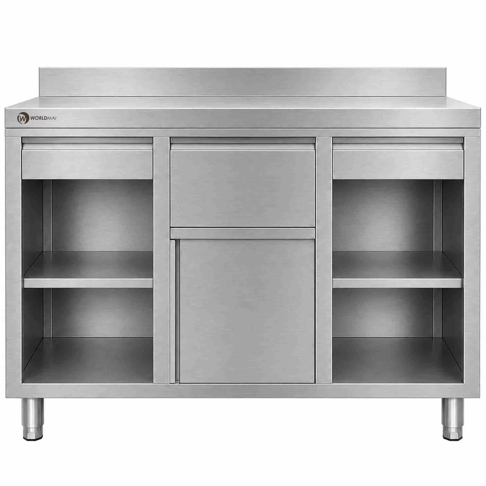 Mueble cafetero Industrial en Acero Inoxidable 150 x 60 cm hostelería. Mesa Profesional para máquina de café de Bar y Restaurante.