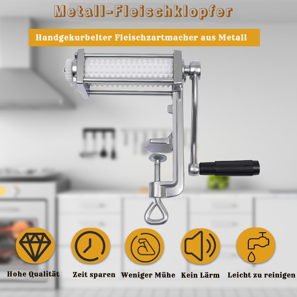 Fleischklopfer Metall Fleischzerkleinerer Fleischzartmacher Maschine Fleisch Tenderizer Handkurbel Steaker Fleischzartmacherwürfel Haushalt Kleiner Tenderiser Tool Zum Zartmachen von Fleisch