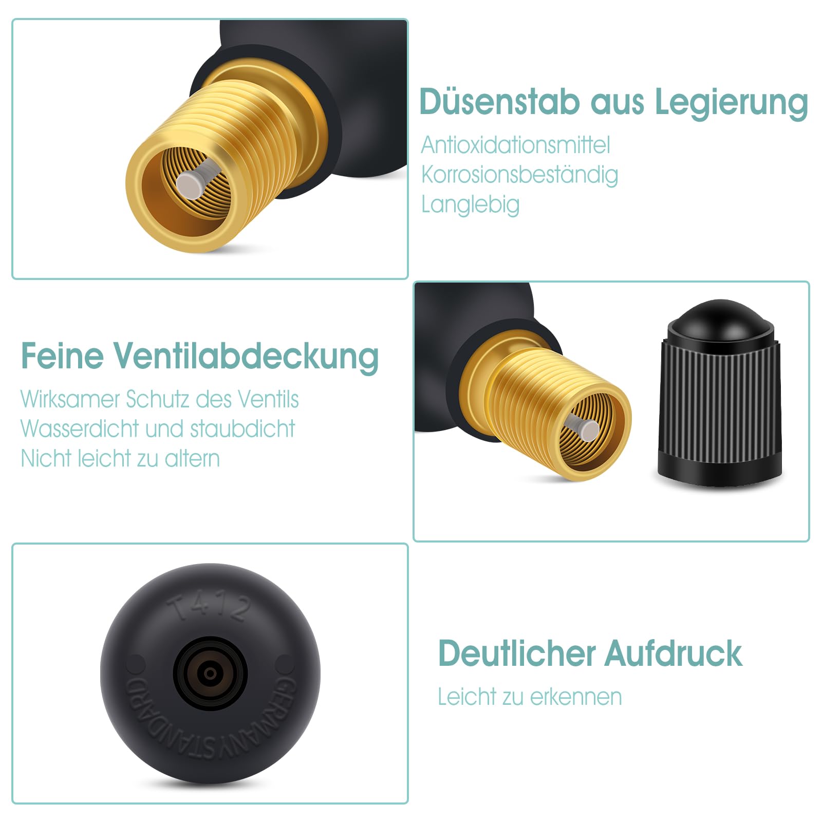 120 Pièces TR414 Valve Pneu Voiture, Valve Tubeless Pneu, Trou de Jante de 11,3 mm, jusqu'à 4,5 Bars, Caoutchouc Snap-in Jantes pour la Plupart des Voitures