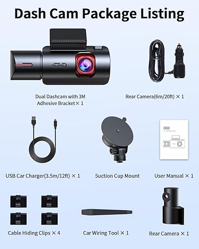 Miniatura 7 de Cámara de tablero de 3 canales 4K con Wi-Fi GPS, 2K+1080P+1080P Triple Dashcam delantera y trasera en el interior, cámara inalámbrica de doble