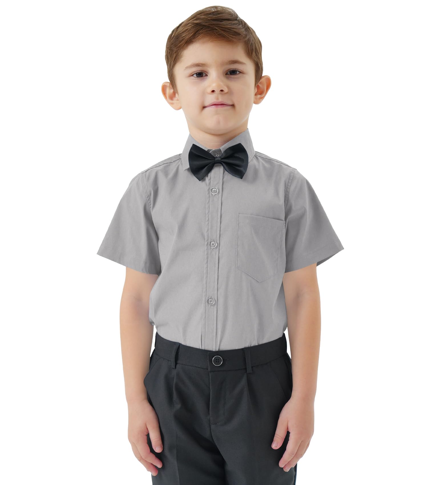 2T-16Y Boys' Short Sleeve Button Down Toddler Dress Shirt Oxford Uniform Shirt with Chest Pocket