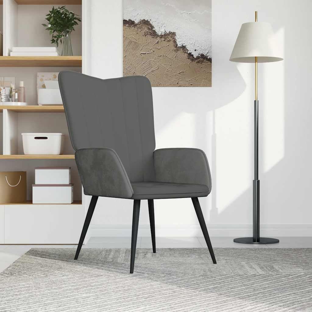vidaXL Fotel, ciemnoszary, obity aksamitem