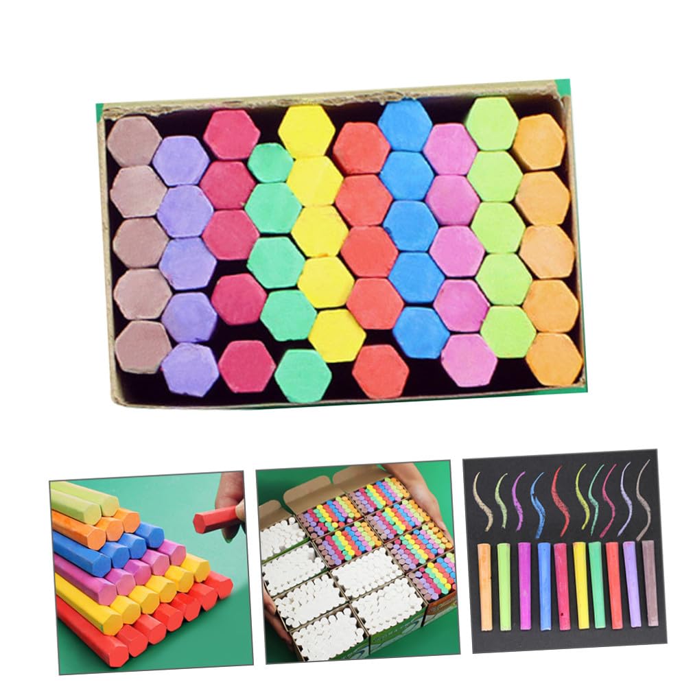 Craie Colorée Hexagonale sans Poussière pour Tableau Noir, 3 Boîtes