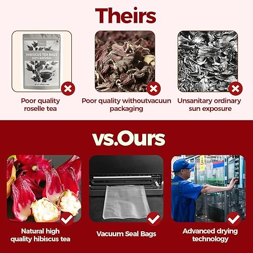 Miniatura 5 de WOTIHA - Bolsas de té de hibisco natural de 4.23 oz. 80 bolsas de té de hierbas con propiedades antioxidantes, sin OMG  Sin aditivos  Sin cafeína,