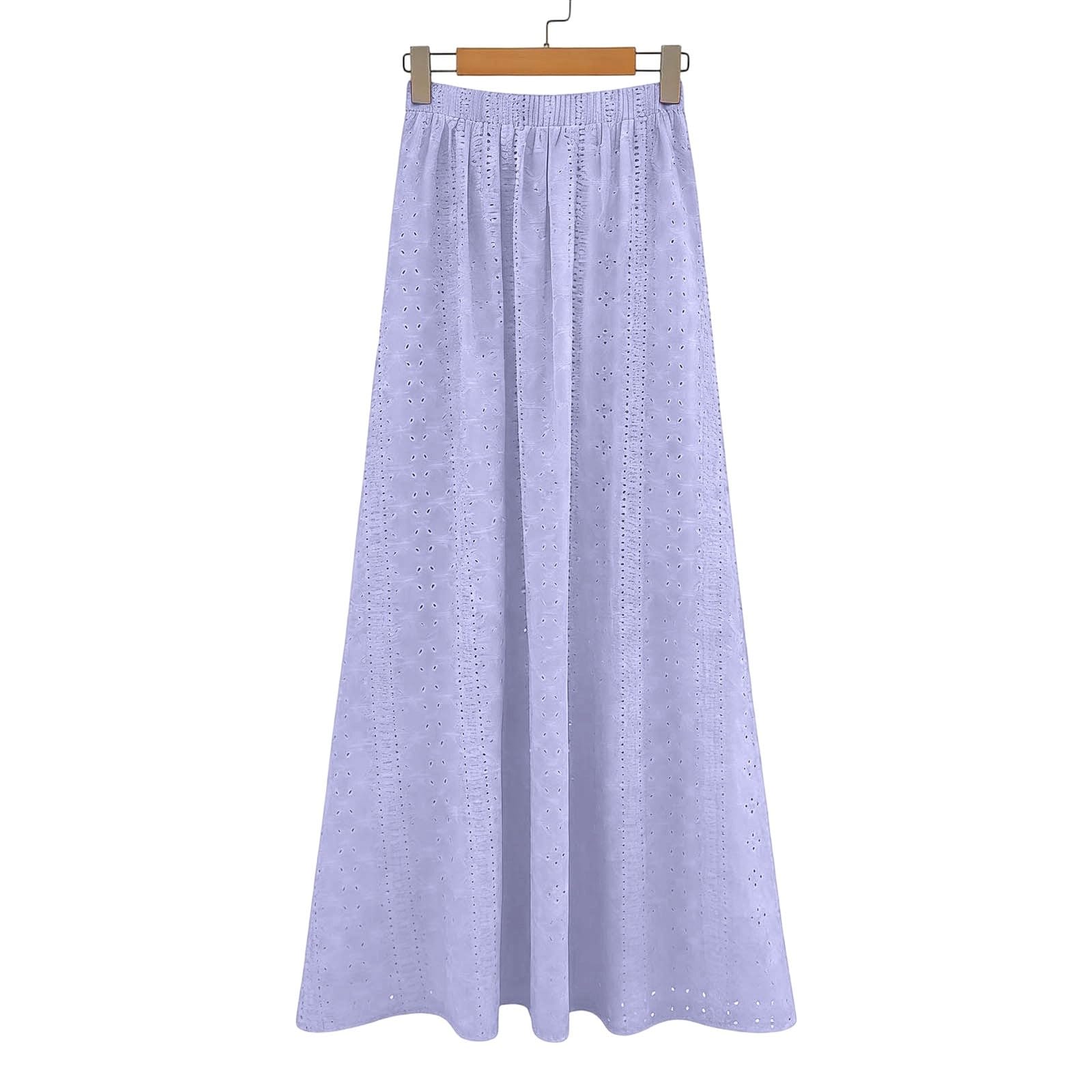 Falda midi elegante para mujer, lisa, casual, acampanada, transpirable, ligera, para uso diario