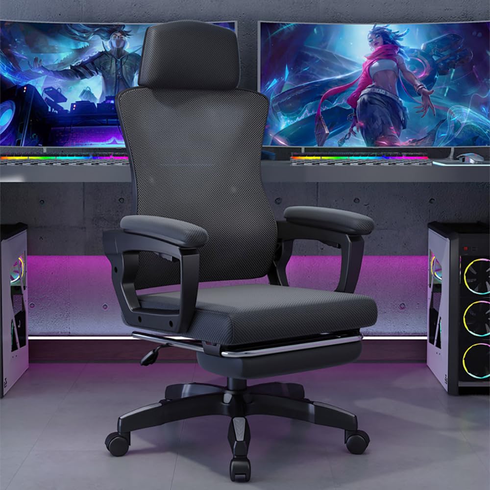 MUMOO BEAR Ergonomic Office Chair, Height and Backrest Adjustable Desk Chair with Lumbar Support and Footrest for Work, Study and Gaming, Swivel Computer Chair for Home Office, Z1 (Black)