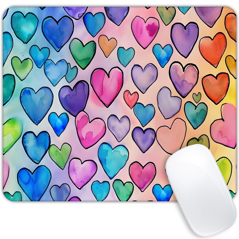 Colorful Heart Lovely Cute Pink Mouse pad Customized Mousepad Non-Slip Rubber Base Mouse Pads for Computers Laptop Office Desk Accessories Mouse pad