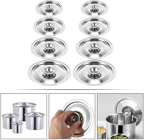 Miniatura 2 de Cabilock Cubierta de taza de café de acero inoxidable 8 unids tapas de tapa de taza de agua de metal tapa de taza de té 3.9 in 4.7 in 5.5 in 6.3 in