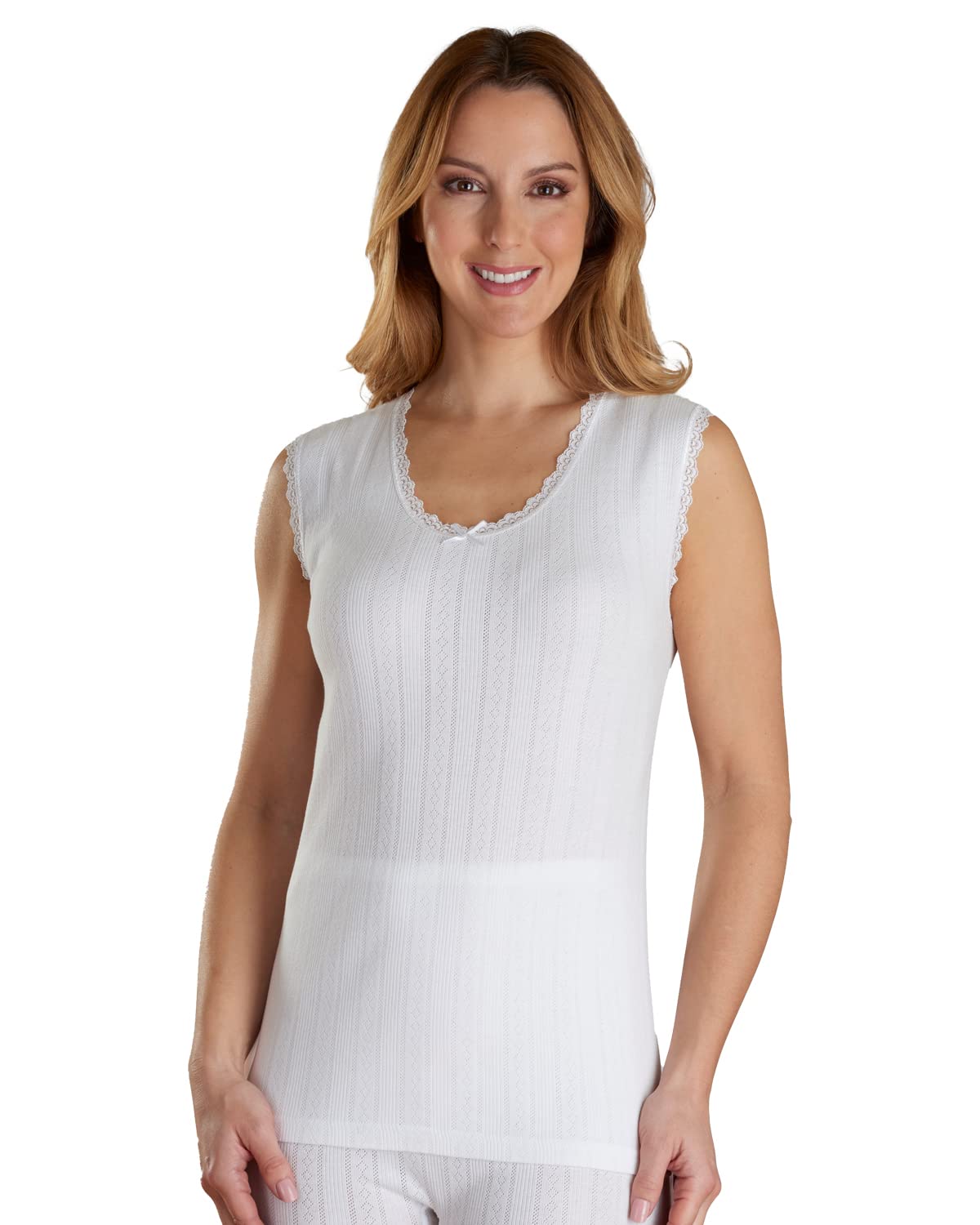 Slenderella Women's White Vedonis Cotton Sleeveless Vest Top Vuw301 Xl