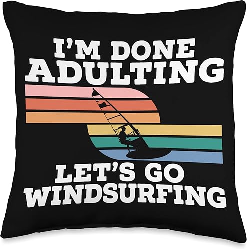 Miniatura 4 de Windsurf Surfer Windsurfer Apparel Windsurfing Surfing Board Water Sports Throw Pillow 18x18 Multicolor
