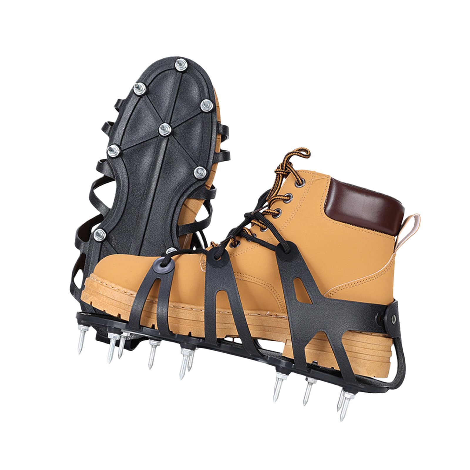 Yhaili Duty Polyethylene Lawns Aerating Shoes With Adjustable Straps Shoes For Secure Traction On Grass Wet Surfaces Gardens Heavy Duty Lawns Aerator Spikes