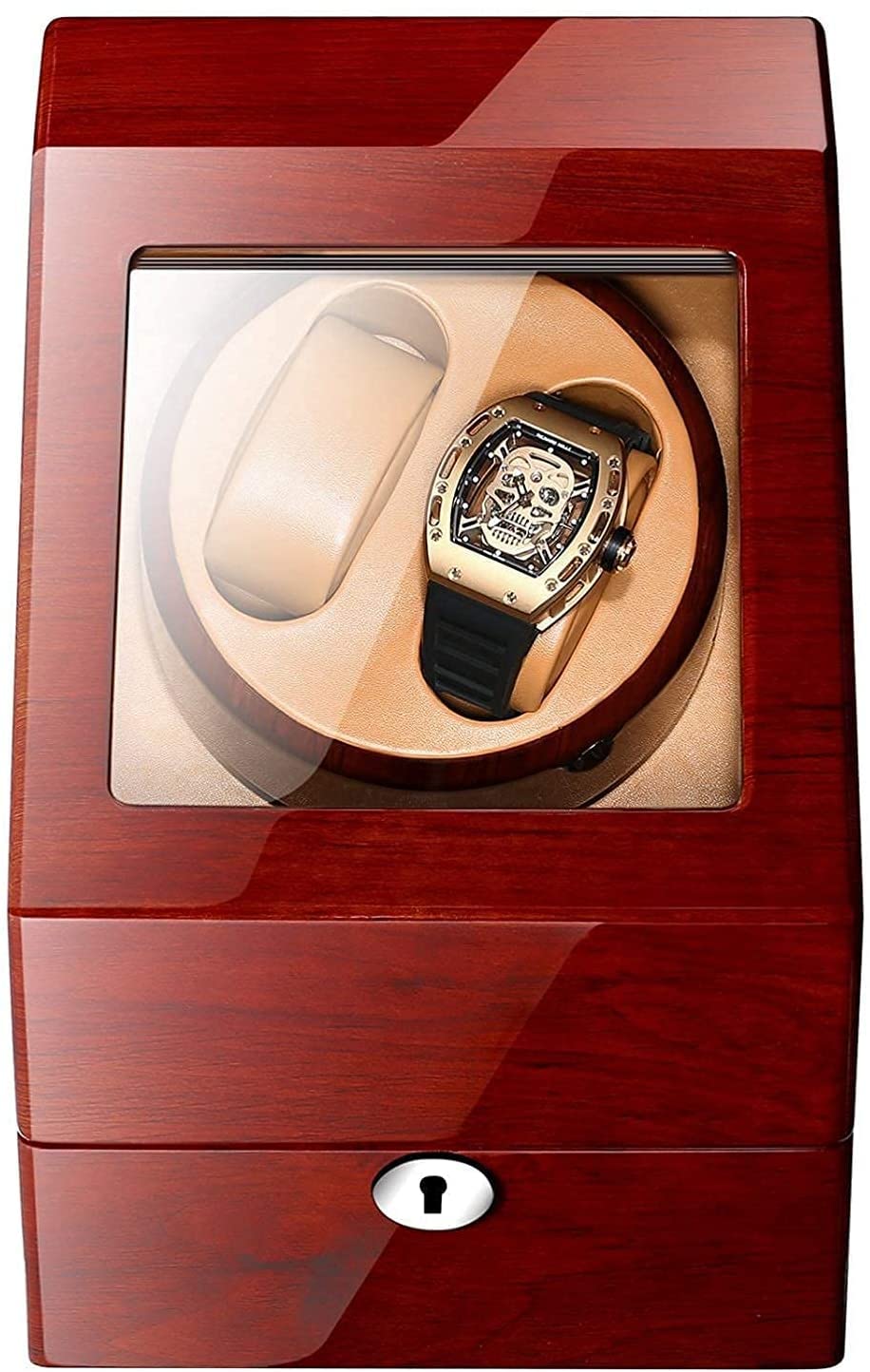 ZYFSHA Automatik-Uhrenbeweger-Box, Geschenk, Festival, hölzerne Doppel-Automatik-Uhrenbeweger-Aufbewahrungsbox für 2 Uhren – Uhrenbeweger für Automatikuhren. Individuelle schöne Landschaft