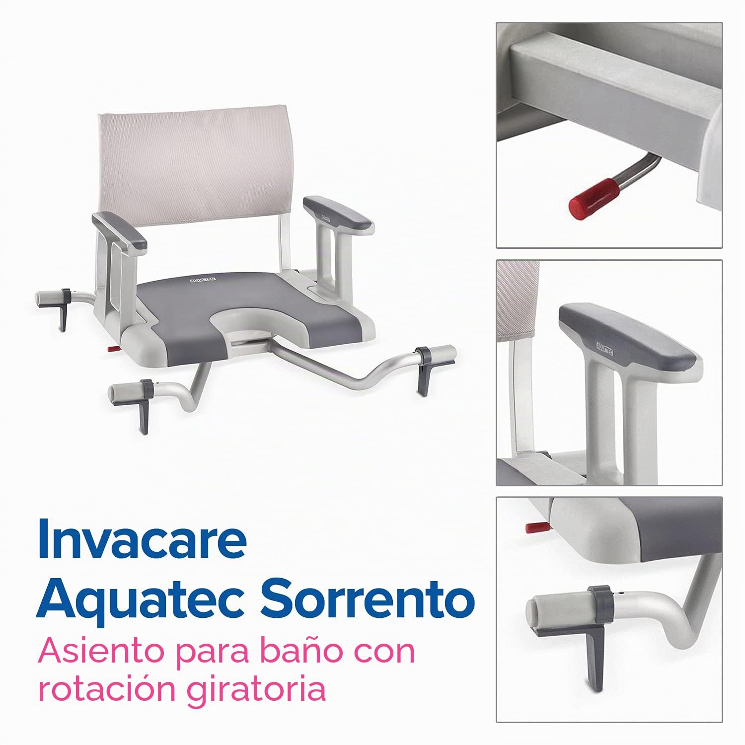 Silla de bañera giratoria con respaldo y reposabrazos