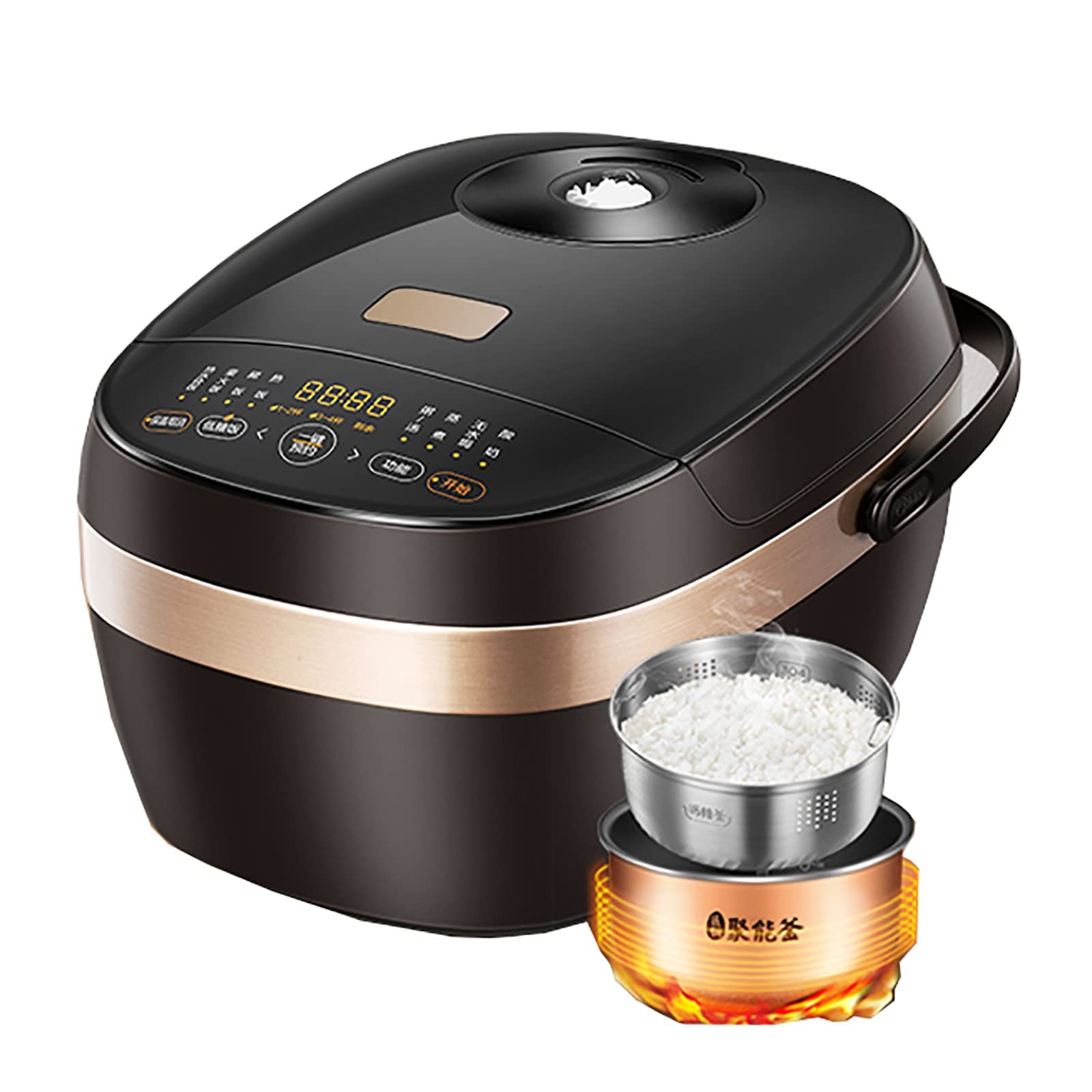 Cuociriso a Basso Contenuto di Zucchero (4L) Multifunzione per Uso Domestico Rivestimento Antiaderente Zuppa di Riso Separata per 1-6 Persone 220-240 V