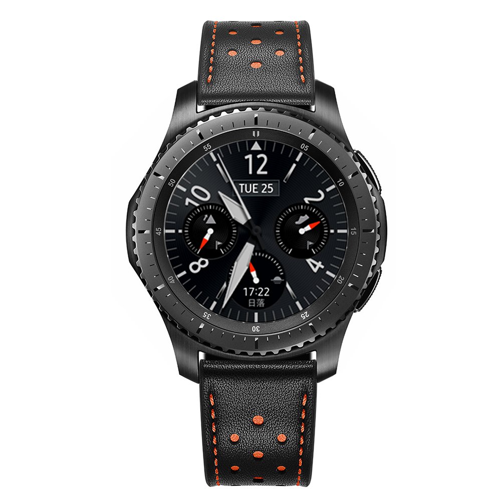 SUNDAREE Kompatibel mit Gear S3 Frontier/Classic/Galaxy Watch 46MM Armband,22MM Echt Lederarmband Ersatz Armband Strap Uhrenarmband für Samsung Galaxy Watch 46MM/Gear S3 Frontier/Classic Elektronik & Foto