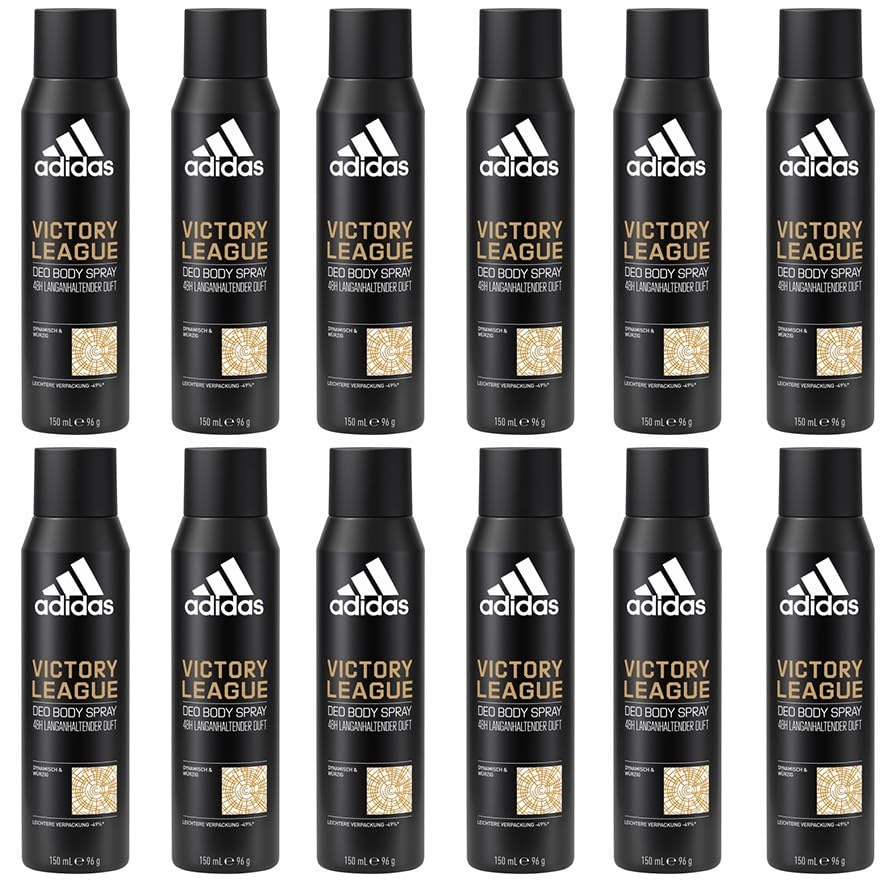12x adidas Victory League Deo Body Spray dynamisch-würziges Dufterlebnis, mit 48 Stunden Schutz vor Schweiß und Körpergeruch,gegen starkes Schwitzen und Körpergeruch,150ml (12er Pack)
