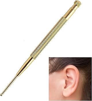 耳つぼ施術用 ゴールドペン 専用ケース付き Amazon | Phyxiul 耳つぼ スティック ノック式 バネ ツボ押し