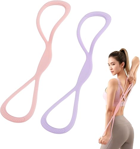 8 bandas de resistencia para mujer, 2 bandas de ejercicio con asas, bandas de ejercicio portátiles de 8 formas, bandas elásticas para entrenamiento